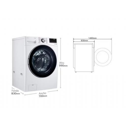 Lavadora LG 8Kg 1200rpm, A-10%, Vapor, Fondo 47,5cm. AI Direct Drive, TurboWash 39, Func. Vapor, Puerta cristal+Aro Negro [1]