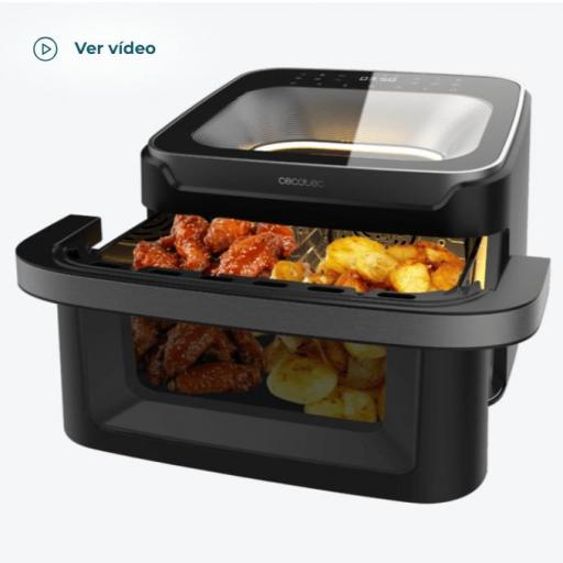  Freidora de aire cecotec 10L y 2 ventanas de visualización. 2200 W de potencia, base para pizzas perfectas, cubeta divisible, asa fría y 12 menús para cocinar fácil y saludable. [0]
