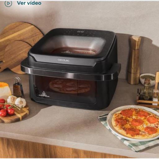  Freidora de aire cecotec 10L y 2 ventanas de visualización. 2200 W de potencia, base para pizzas perfectas, cubeta divisible, asa fría y 12 menús para cocinar fácil y saludable. [2]