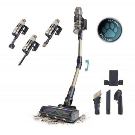 Conga Aspirador escoba sin cables con 600 W y 160 AW de potencia de succión. 40 kPa. Modo Auto. Cepillo para animales y tubo flexible. Limpia hasta 140 m2 sin parones en modo Eco.