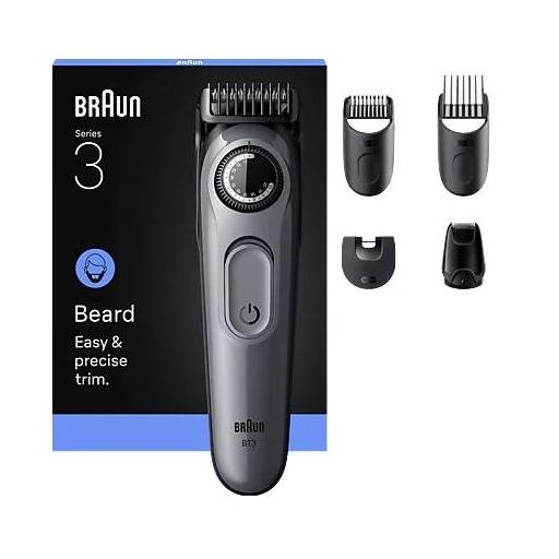 Barbero - Braun Series 3 , 4 cabezales para barba, 40 ajustes de longitud, Lámina ultra afilada, Gris [0]