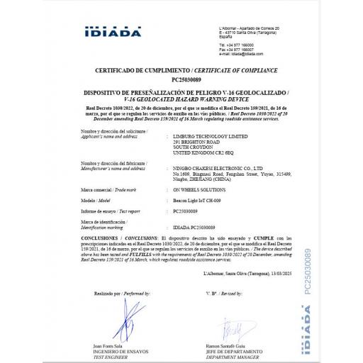 ON WHEELS BALIZA V16 DE EMERGENCIA HOMOLOGADA CONECTADA GEOLOCALIZABLE CON DGT 3.0 [1]