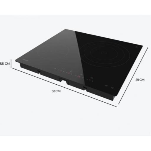 Placa Vitrocerámica Cecotec 3 Zonas fuego triple max 29,5cm 6200 W de potencia