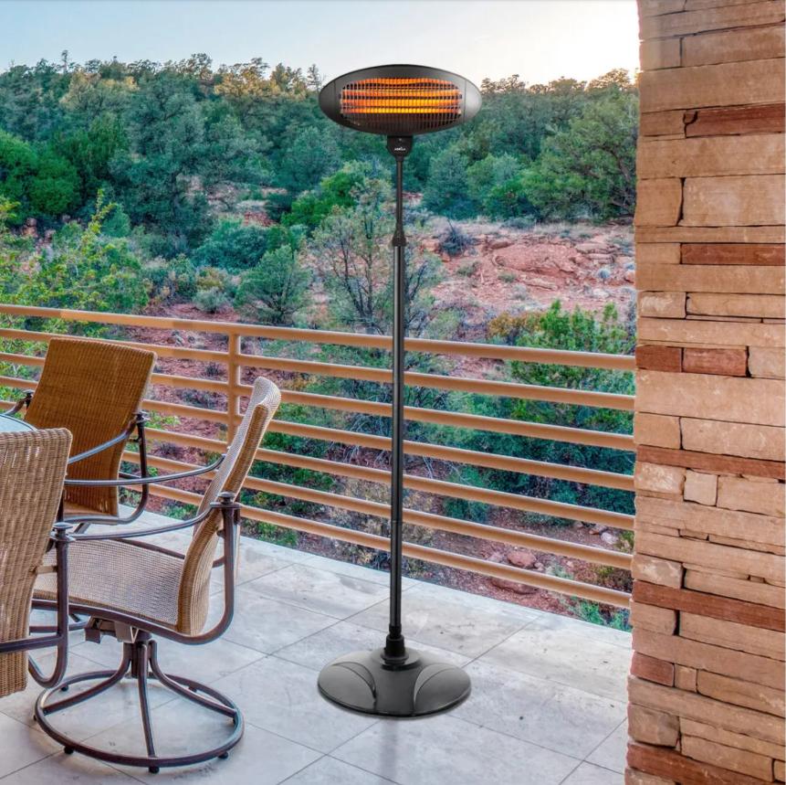 Calefactor Exterior Cuarzo Austral 2000w Negro C/pie 3elem.3pot.ip34 Orientable y giro 360º Regx50,5x50 Cm