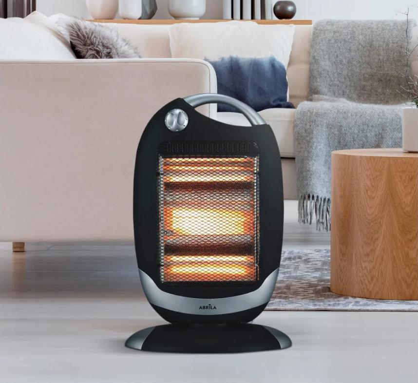 Estufa Elect.candente 1200w Negro/plata 3potencias Oscilante 3elementos,asa Y Antivuelco 52x33x25cm