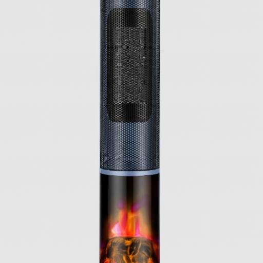 Termoventilador Vertical Ceramico Everton 2000w Azul/Negro C/remoto 2pot.4fun.oscilante Antivuelco,efecto Llama 78x25x25cm [0]