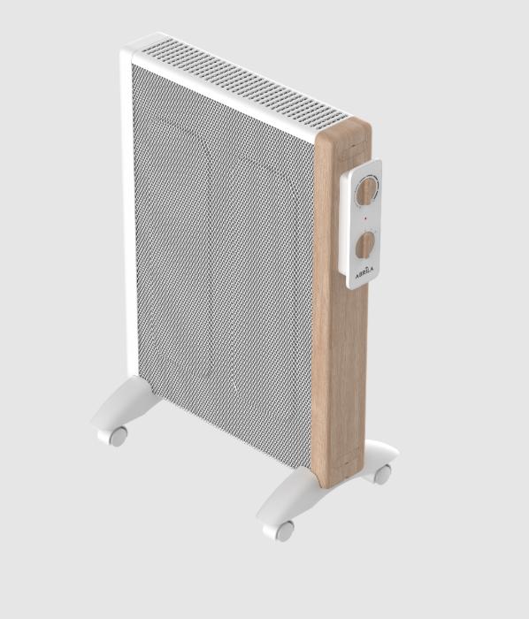 Radiador De Mica Badin 1500w Blanco/madera 2pot Antivuelco 3elem.Termostato Reg.asa Y Ruedas 63x44x27cm