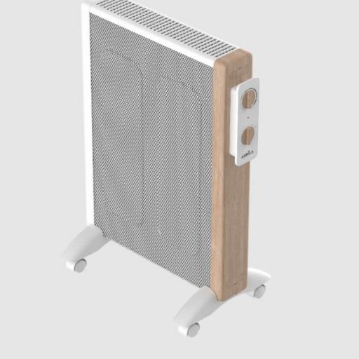Radiador De Mica Badin 1500w Blanco/madera 2pot Antivuelco 3elem.Termostato Reg.asa Y Ruedas 63x44x27cm [0]