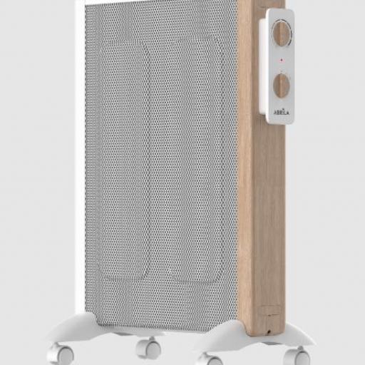 Radiador De Mica Badin 1500w Blanco/madera 2pot Antivuelco 3elem.Termostato Reg.asa Y Ruedas 63x44x27cm [1]