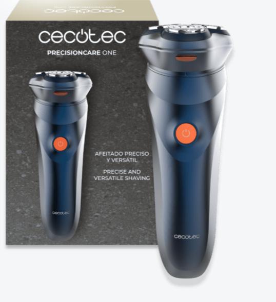 Afeitadora Rotativa CECOTEC con Cuchillas de Acero Inoxidable, 75 mins de autonomía, IPX7, Cuchillas autoafilables