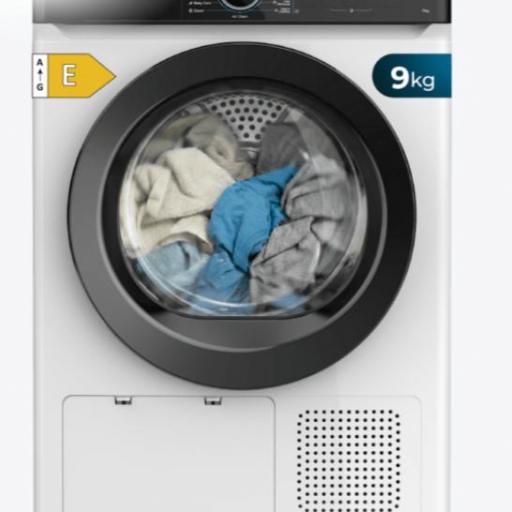 ¡Secadora bomba de calorCecotec blanca con capacidad de 9kg, clase E (Equivalente a la antigua clase A++), 15 programas con secado automático y funciones Spa Care, Antiarrugas, 4 niveles de intensidad de secado, luz interior, Delay Star [0]