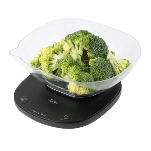 JATA HOGAR - Báscula de Cocina Digital con Bol 1L, 5 kg / 1 g Precisión, Pantalla LED, Función Tara, Conversión g/oz/ml, Balanza Electrónica Cocina [3]