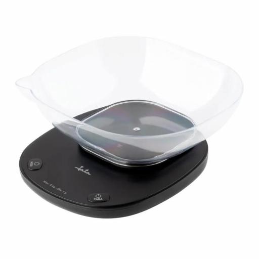 JATA HOGAR - Báscula de Cocina Digital con Bol 1L, 5 kg / 1 g Precisión, Pantalla LED, Función Tara, Conversión g/oz/ml, Balanza Electrónica Cocina