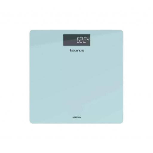 Báscula de baño Taurus Inception New - Vidrio, Hasta 180 kg, Pantalla LCD, Azul [1]