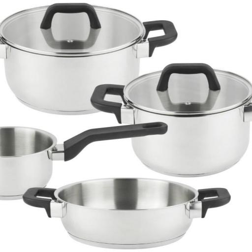 Batería de Cocina Magefesa Magnific - 4 piezas con 2 tapas de cristal, Acero inox 18/10 [0]