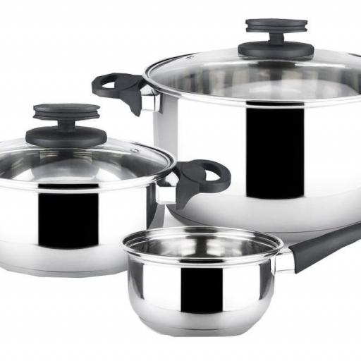 Batería de cocina Magefesa Style 5 Piezas - Cacerolas con tapa de 24/18 cm, Cazo 14 cm [0]
