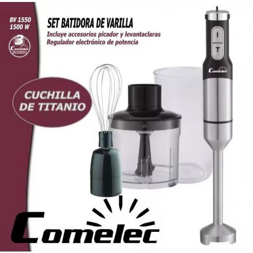 Batidora de Mano comelec Negro 1500 W+picadora+varilla de montar [1]