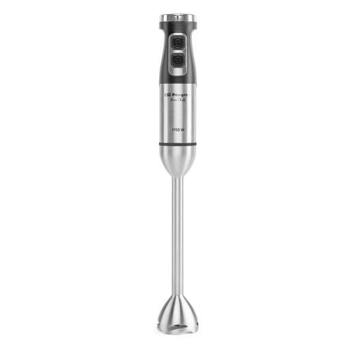 Batidora de Mano Orbegozo 1700W con Motor DC, Brazo XL Desmontable de Acero Inoxidable, Velocidad Ajustable, Función Turbo, Vaso Medidor 900 ml y Mango Ergonómico