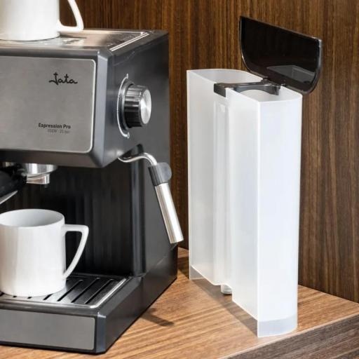 JATA - Cafetera express 20 bares 850 W | Brazo con doble salida y filtro para 1 o 2 cafés | Vaporizador para espumar leche y hacer cappuccinos | Calienta tazas | Depósito extraíble 1,8 L [1]