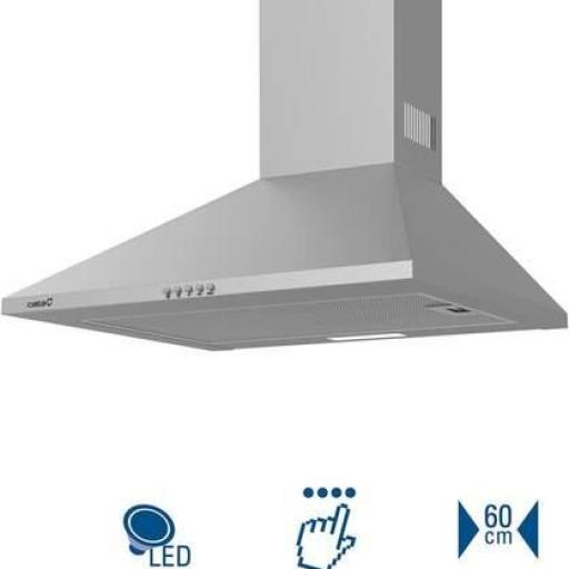 Campana Decorativa Cata   60cm, 3 Velocidades, 645m3/h, Acero Inox [2]