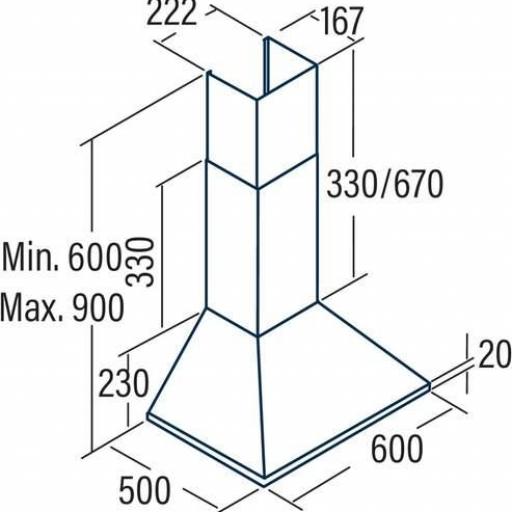 Campana Decorativa Cata   60cm, 3 Velocidades, 645m3/h, Acero Inox [3]