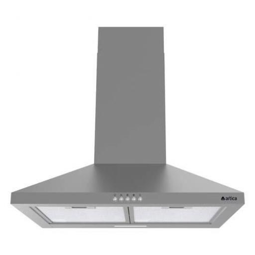 Campana decorativa Artica - 60 cm, 400 m3/h, Luz LED, 3 Velocidades, Clase B, Inox