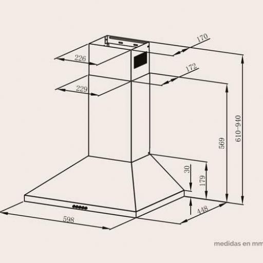 Campana decorativa Artica - 60 cm, 400 m3/h, Luz LED, 3 Velocidades, Clase B, Inox [1]