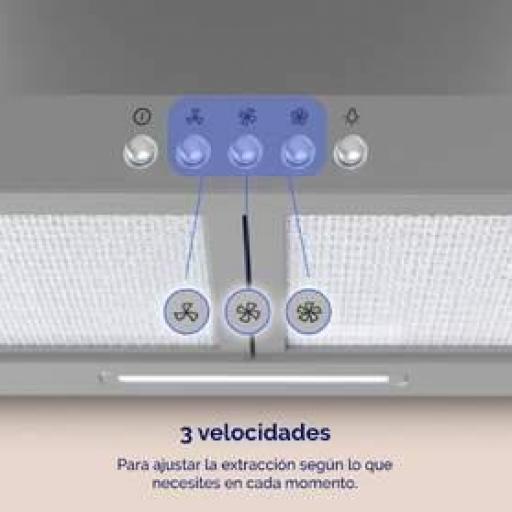 Campana decorativa Artica - 60 cm, 400 m3/h, Luz LED, 3 Velocidades, Clase B, Inox [2]