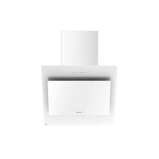 Campana de pared inclinada 60 cm johnson  Cristal Blanco, ​Capacidad de extracción 801,8 m3/h