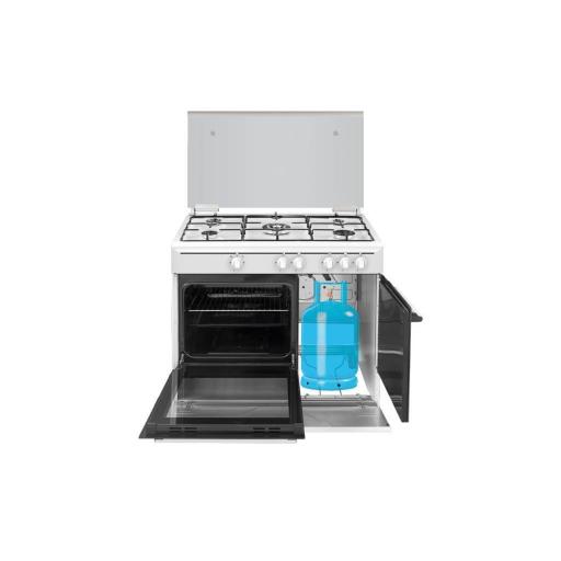 Cocina Gas Butano Artica - 5 Fuegos, 90x61cm, Termopar, Wok, Doble Vidrio, Blanca [1]