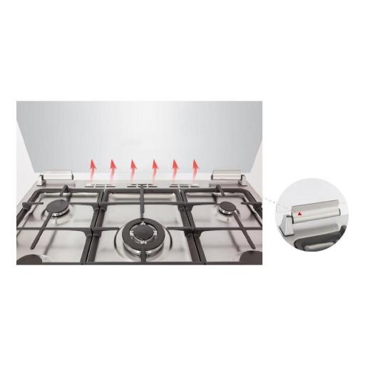 Cocina Gas Butano Artica - 5 Fuegos, 90x61cm, Termopar, Wok, Doble Vidrio, Blanca [2]