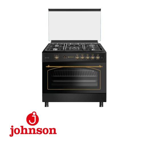 COCINA DE GAS JOHNSON NEGRA RUSTICA 5 FUEGOS PARRILLAS DE HIERRO FUNDIDO MEDIDAS 87,8x90x64,5 [1]