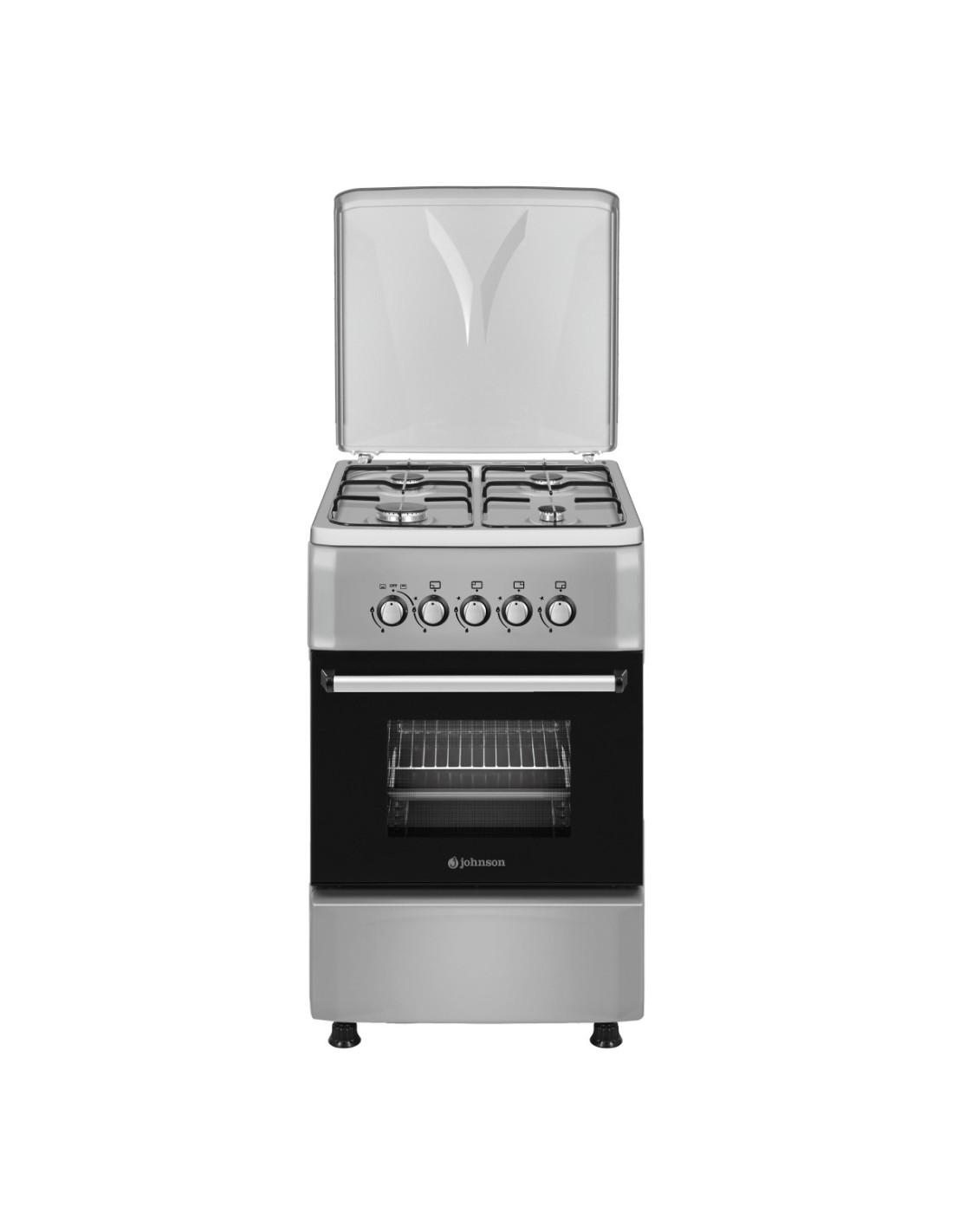 COCINA JOHNSON CONA50BX INOX 50X58,2X87CM 4 FUEGOS+HORNO