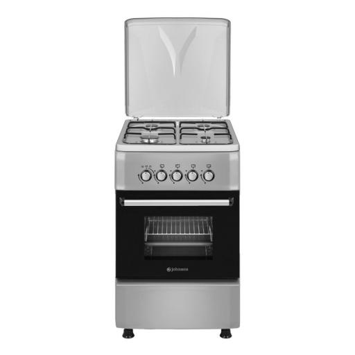 COCINA JOHNSON CONA50BX INOX 50X58,2X87CM 4 FUEGOS+HORNO