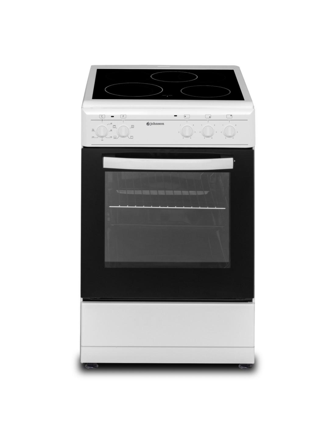 COCINA ELECTRICA JOHNSON DE 50CM VITRO 3 ZONAS HORNO ELECTRICO BLANCA