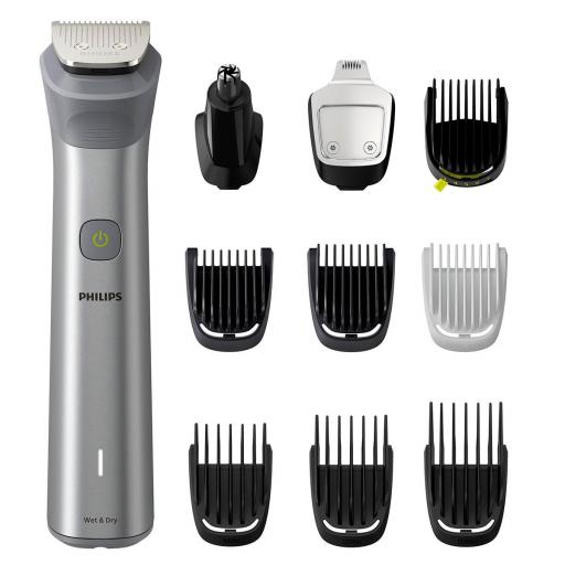  Recortadora Multif PHILIPS, 10 en 1; Cara (Recortador de detalles) + Pelo + Cuerpo; Cuchillas metalicas autoafilables; 2 peines ajustables; 14 ajustes, Aut. 120 min.Carga USB