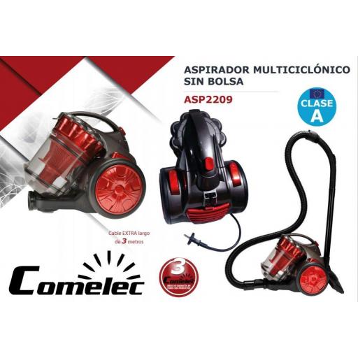 Aspiradora sin Bolsa comelec ASP2209 79 dB 700W Rojo, 700 W, Decibeles, Plástico, Multicolor [2]