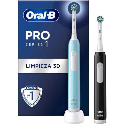 Cepillo Eléctrico Oral B Pro Series 1 - 2 Empuñaduras Turquesa + Negro, temporizador 2 min