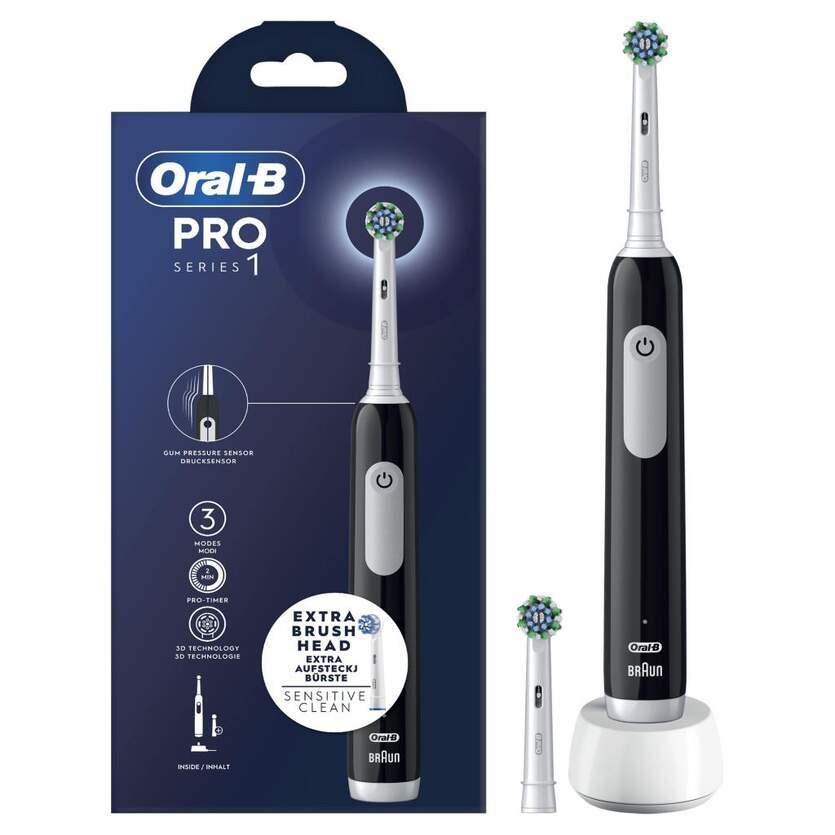 Cepillo Eléctrico Oral B Pro Series 1 - Incluye 1 recambio, temporizador 2 min, Negro y blanco