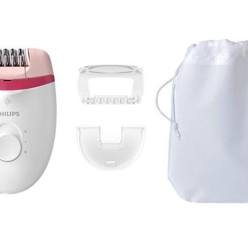 Depiladora Philips - Cabezal Zonas Sensibles, 2 Velocidades, Rosa, Blanco