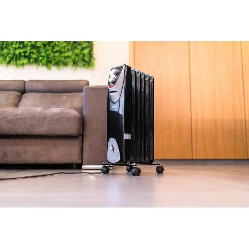 RADIADOR SIN ACEITE 500 / 1000 / 1500 W CON 8 ELEMENTOS, MODELO BLACK EDITION, 46 x 24 x 64 cm [1]