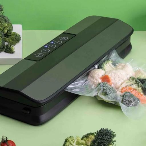  Envasadora al Vacio jata Funciona con Bolsas y Rollos. Maquina vacio Alimentos y Recipientes. Sellado: 7 segundos. Capacidad de la bomba: 4 L/min. Incluye 5 bolsas