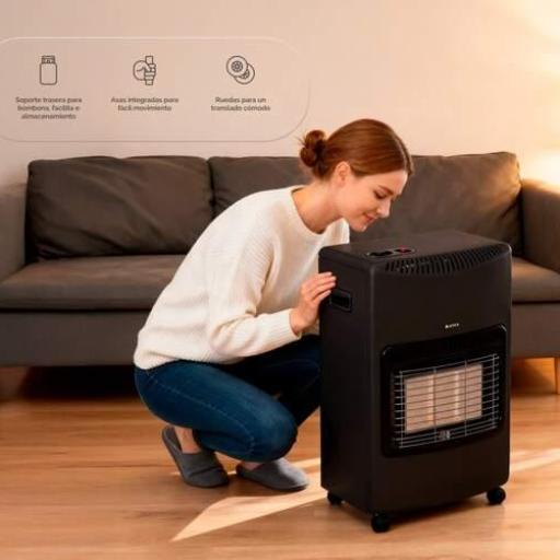Estufa Gas Artica AEI4200 - Infrarroja, Butano, Sistema Seguridad OXI-STOP, Paneles Cerámicos, Negra [0]