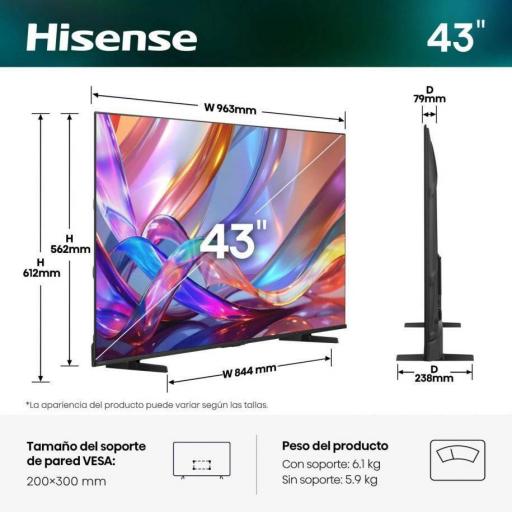 TV Hisense 43" 4K UltraHD 60Hz Smart TV VIDAA HDR10+ Dolby Vision