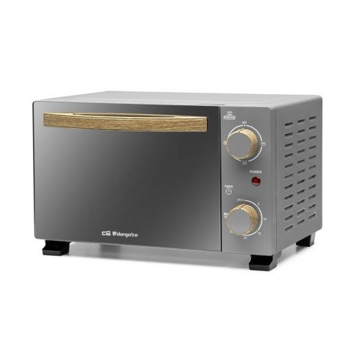  Mini horno sobremesa ORBEGOZO 800w - Tostador Multif.10 litros SILVER, Puerta abatille con doble cristal efecto ESPEJO
