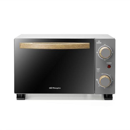 Mini horno sobremesa ORBEGOZO 800w - Tostador Multif.10 litros SILVER, Puerta abatille con doble cristal efecto ESPEJO [2]
