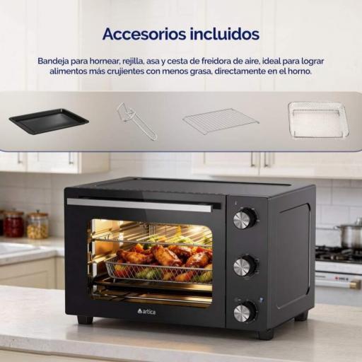 Horno de sobremesa Artica FLOWBAKE - 30L 1500W, Convección, Air Fryer, Temporizador [1]