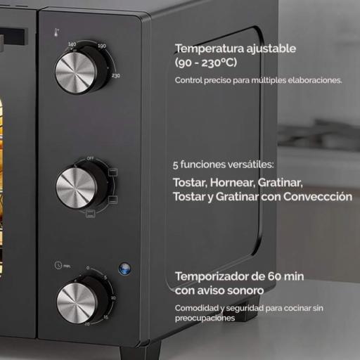 Horno de sobremesa Artica FLOWBAKE - 30L 1500W, Convección, Air Fryer, Temporizador [2]