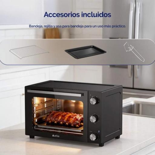 Horno de sobremesa Artica FLOWBAKE - 48L 1800W, Convección, Temporizador, Puerta Doble Cristal [2]