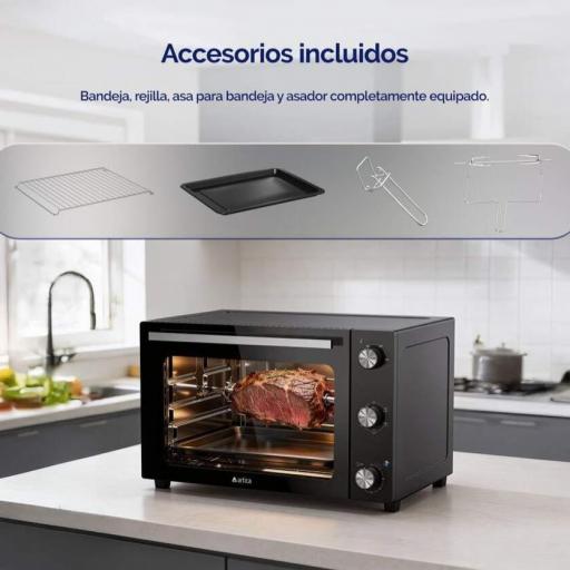 Horno de sobremesa Artica FLOWBAKE - 58L 2000W, Convección, Rotisserie, Temporizador [2]
